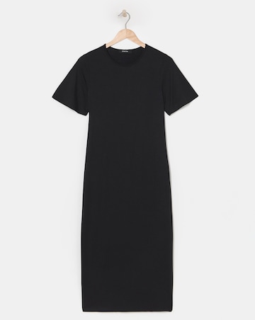 Simply Be Black Viscose Elastane Midi T-Shirt Dress