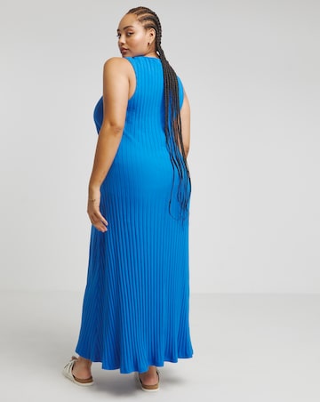 Blue Soft Ribbed Maxi Dress