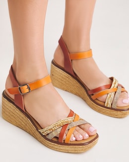 Jude Leather Strappy Wedge Sandal - Extra Wide Fit (EEE)