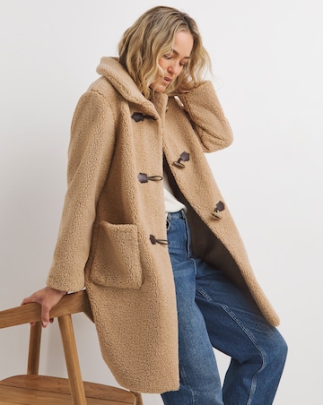 Camel Collared Duffle Teddy Mid Length Coat