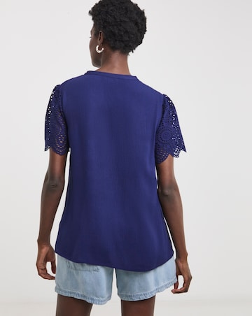Crinkle Crochet Trim Top