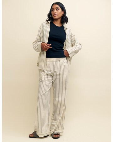 Nobody's Child Cream Pinstripe Wide Leg Trousers