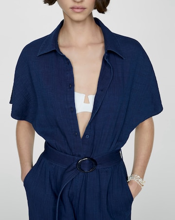 Mango Bambie Textured Cotton Jumpsuit