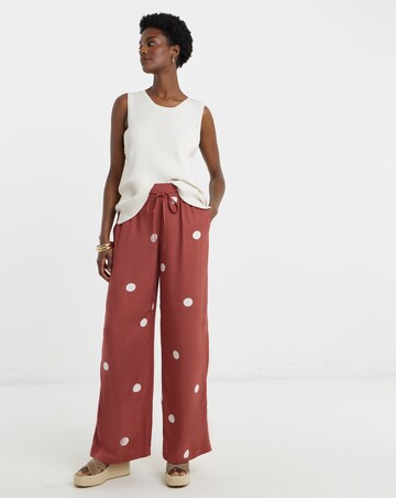 Linen Mix Wide Leg Trousers