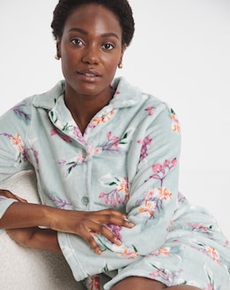 Julipa Fleece Button Through Midi Dressing Gown