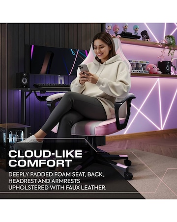 X Rocker Tempest Ergonomic PC Office Gaming Chair - Grey / Pink