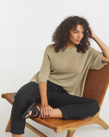 Black Easy Care Linen Mix Tapered Trouser