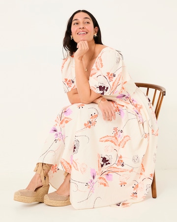 FatFace Copper & Black Marlow Flute Sleeve Dress