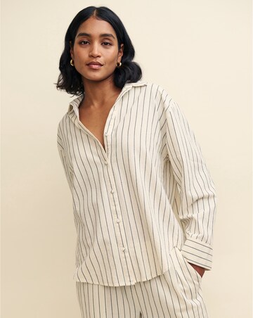 Nobody's Child Cream Pinstripe Oversized Shirt