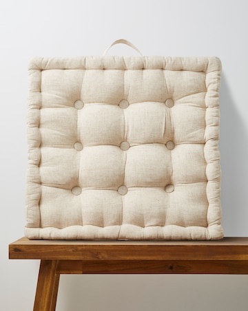 Faux Linen Padded Seat Cushion - Natural