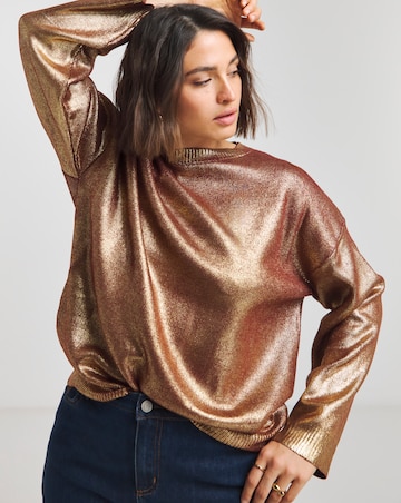Simply Be X Twisted Wunder Gold Metallic Foil Jumper