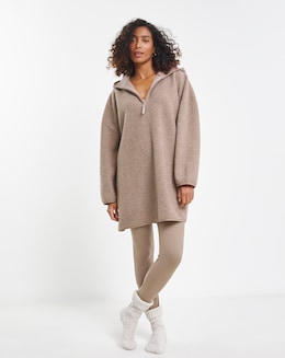 Pretty Secrets Borg Longline Oversized Hooded Dress with Matching Leggings