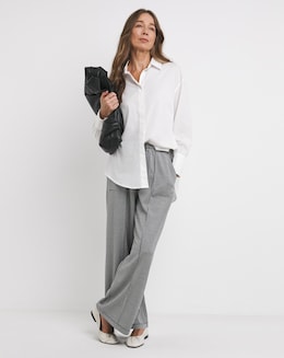 Houndstooth Stretch Ponte Pull On Wide Leg Trouser