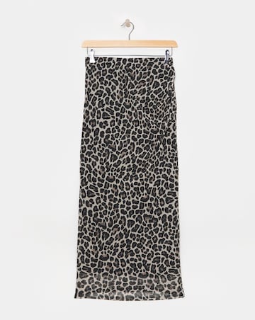Animal Jersey Mesh Column Maxi Skirt