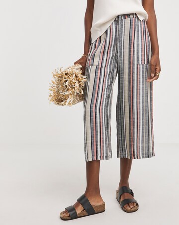 Printed Linen Mix Wide Leg Culotte