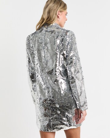 Silver Sequin Blazer Dress