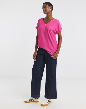 V-Neck Zip Front Longline Top
