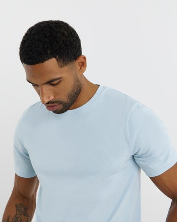 Pure Cotton Crew Neck T-Shirt Long-Blue