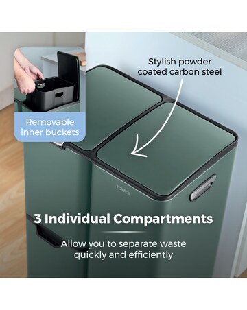 Tower 60L Recycling Bin with 3 Individual Compartments