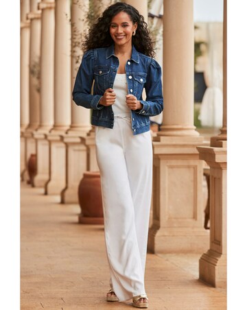 Sosandar Ivory Relaxed Fit Wide Leg Trousers