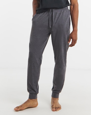 2 Pack Jersey Cuffed Lounge Joggers - Black/Charcoal