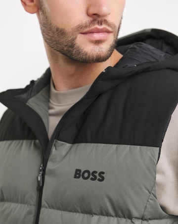 BOSS Colourblock Hooded Gilet - Grey