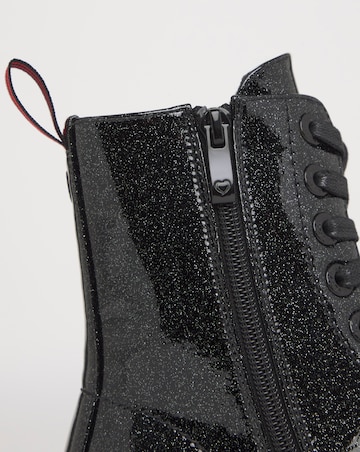 Heavenly Feet Justina Lace Up Chunky Boot Ex Wide Fit