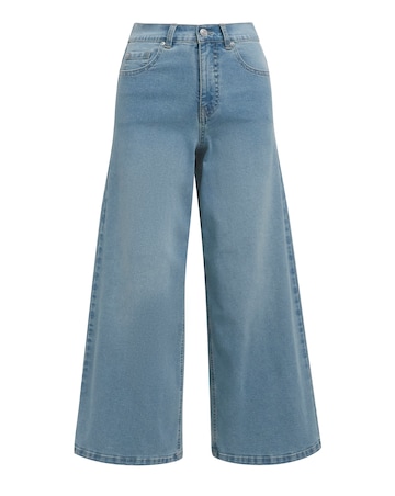 Simply Be Mid Wash 24/7 Cropped Wide Leg Jeans