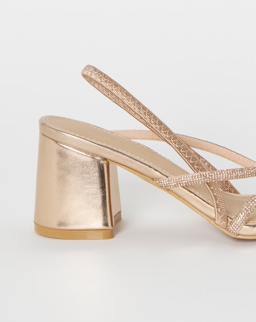 Canberra Strappy Diamante Low Block Heels - Extra Wide Fit (EEE)