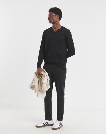 Cotton Knitted V Neck Jumper Long