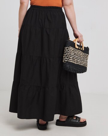 Simply Be Black Tiered Cotton Maxi Skirt