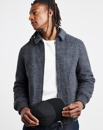 Wool Boucle Relaxed Varsity Jacket