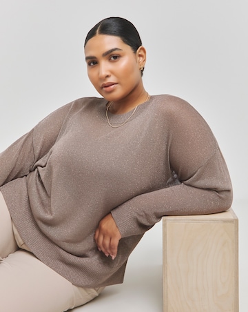 Brown Sheer Glitter Knit Jumper