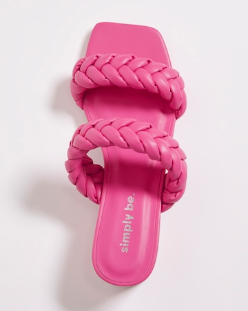 Isobel Plaited Low Block Heeled Sandals - Wide Fit (E)