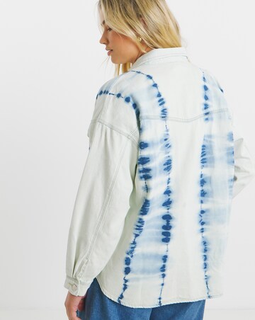 Simply Be Bleach Wash Tie Dye Oversized Denim Shirt