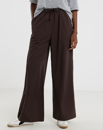 Chocolate Pinstripe Drawstring Wide Leg Trouser