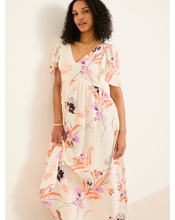 FatFace Copper & Black Marlow Flute Sleeve Dress