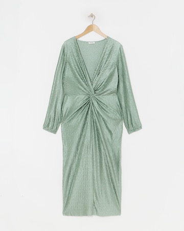 Simply Be Duck Egg Premium Plisse Twist Front Midaxi Dress