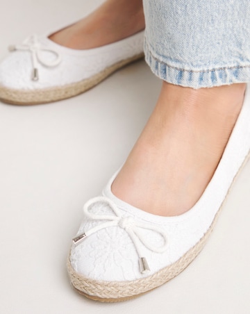 Simply Be Arielle Broderie Ballerina Espadrille - Wide Fit (E)