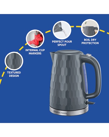 Russell Hobbs 26053 Textured Honeycomb Grey Kettle