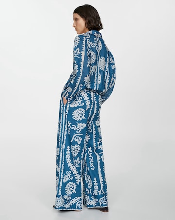 Mango Nemo Floral Print Cotton Wide Leg Trousers