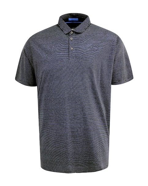 D555 Big And Tall Scunthorp Feeder Stripe Jersey Polo With Bear Embroidery- Navy