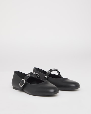 Optimism Studded Mary Jane Ballerina Shoes - Wide Fit (E)