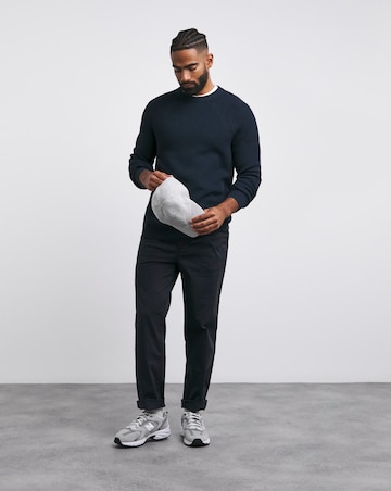 Navy Fisherman Raglan Crew Neck Jumper