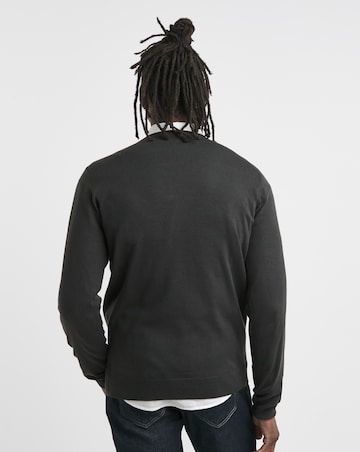 Crew Neck Charcoal Acrylic Knitted Jumper