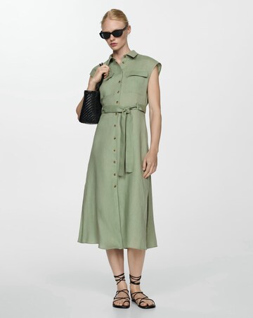 Mango Linen Tie Waist Dress