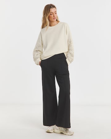 Simply Be Ecru Cut Work Sleeve Sweatshirt