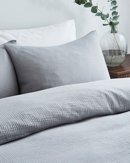 Cotton Crinkle Muslin Duvet Set - Grey