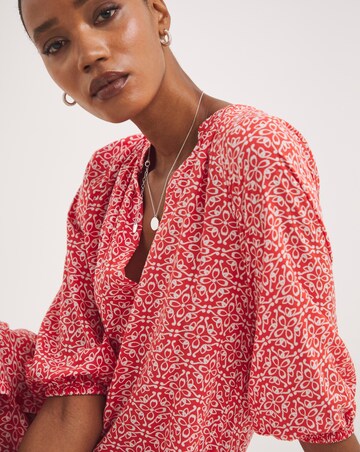 Kaftan Button Through Shirt Dress With Side Slits