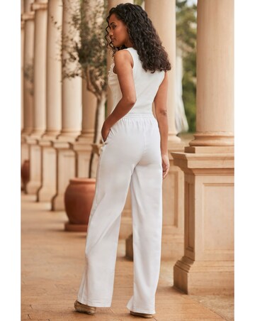 Sosandar Ivory Relaxed Fit Wide Leg Trousers